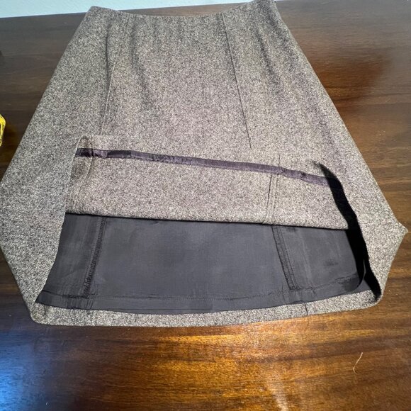 Brown Tweed Academia Skirt Wool Teacher Professional Office Cottage 10 Petite - Picture 6 of 7